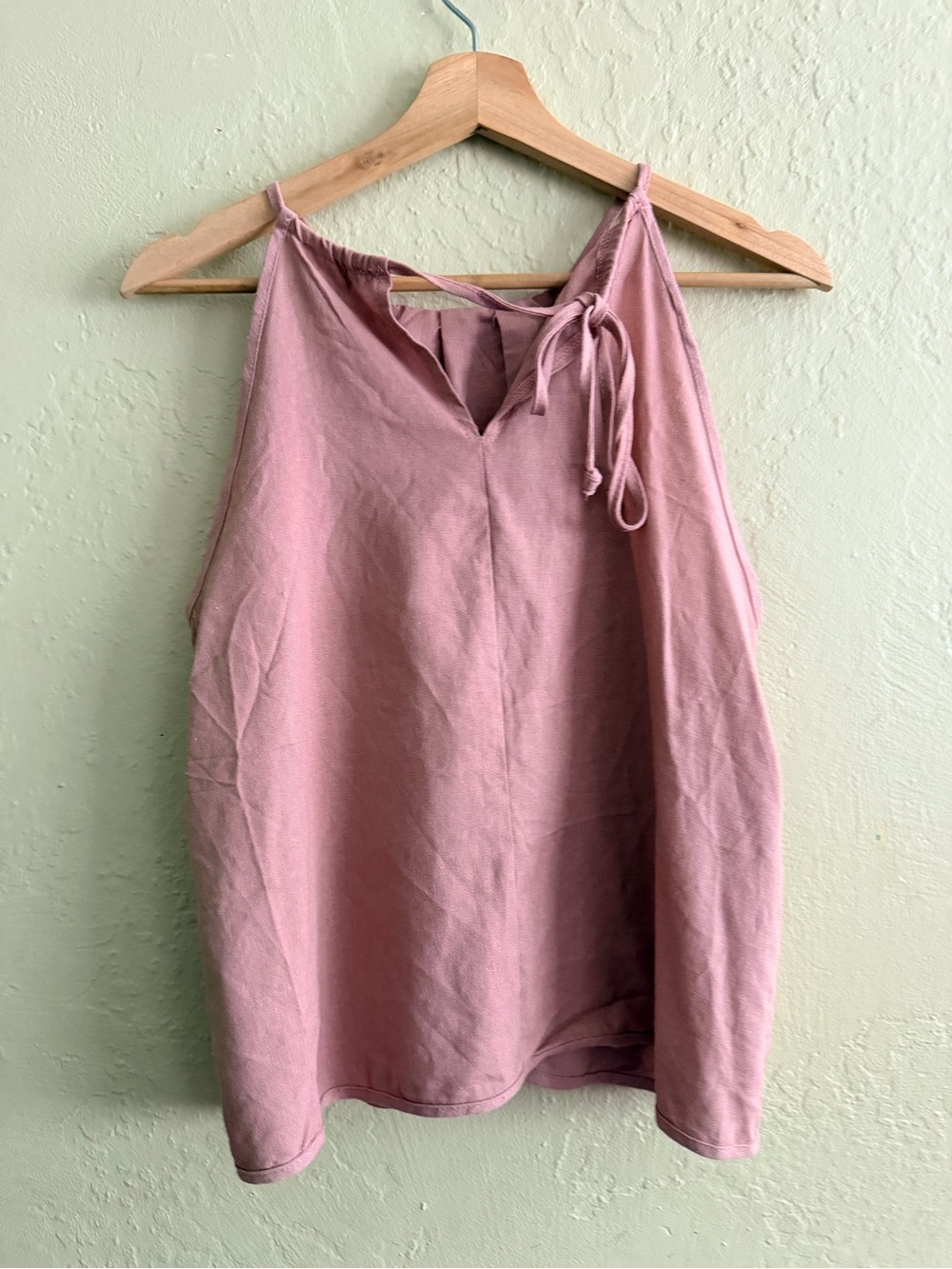 Express Dusty Pink Halter Linen Blend Tank Top - Picture 3 of 4